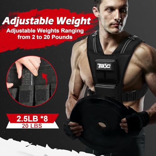 Adjustable Weighted Vest Men，40lb Weights Vest with Reflective Stripe, Weight Vest Workout Vest for Strength Training Running Walking Workout Vest for Men and Women by TB3C - Image 4