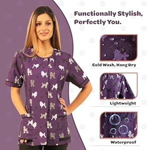Ladybird Line Waterproof Dog Grooming Smock, Purple Poodle Design, Pet Grooming Jacket for Professionals, Lightweight and Hair-Resistant, X-Large Ladybird Line Waterproof Dog Grooming Smock Purple Poodle Design Pet Grooming Jacket for Professionals Lightweight and Hair Resistant X Large