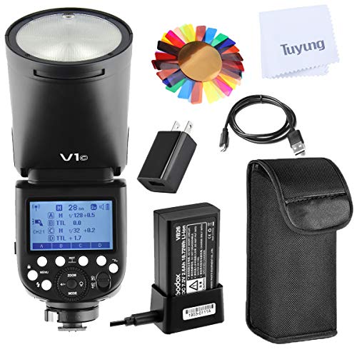 Exclusive Godox V1O 76Ws 2.4G TTL Camera Flash Speedlight Compatible for Olympus/Panasonic Cameras,5600±200k, 480 Full Power Shots, 1.5 sec. Recycle Time,Rechargeable 7.2V 2600mAh Li-ion Battery