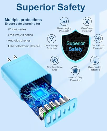 Image of 90W GaN USB C Charger Block,6-Port USB C Wall Charger Fast Charging 45W PD Power Adapter for iPhone 17Pro Max /Samsung Galaxy S24 Ultra /Tabs /MacBook Air /iPad Pro for Home Travel