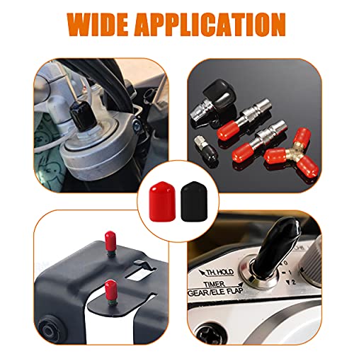 Image of ISPINNER 170pcs Rubber End Caps Assortment Kit, Flexible Bolt Screw Thread Protector Safety Cover in 10 Sizes from 2 /25 inch to 4 /5 inch, Black and Red