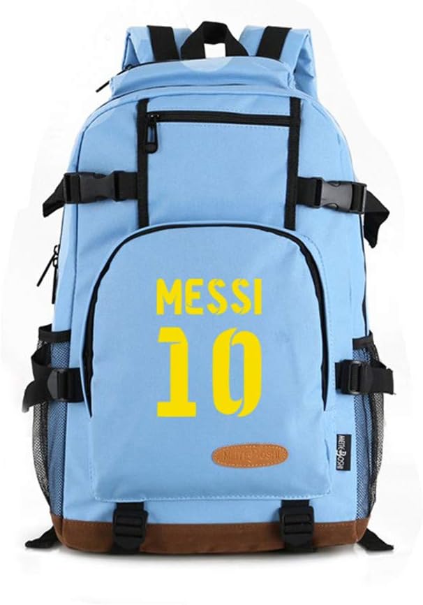firstsightMESSI Unisex Student Travel Multifunction Backpack, Football Club Boys and Girls Fashion Canvas Outdoor notebook bag bookbag