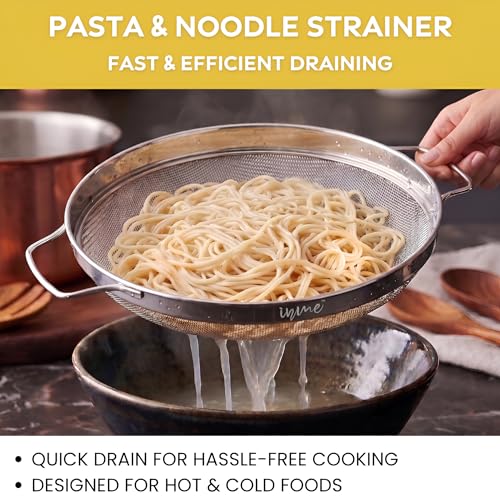 Image of Inme Stainless Steel Puran Multipurpose Strainer Jali for Juice Soup Sauces Food Vegetable & Fruits Washing Basket Bowl for Sink Steel Jali Chalni Channi Colander Sieve for Kitchen - 22 cm Diameter