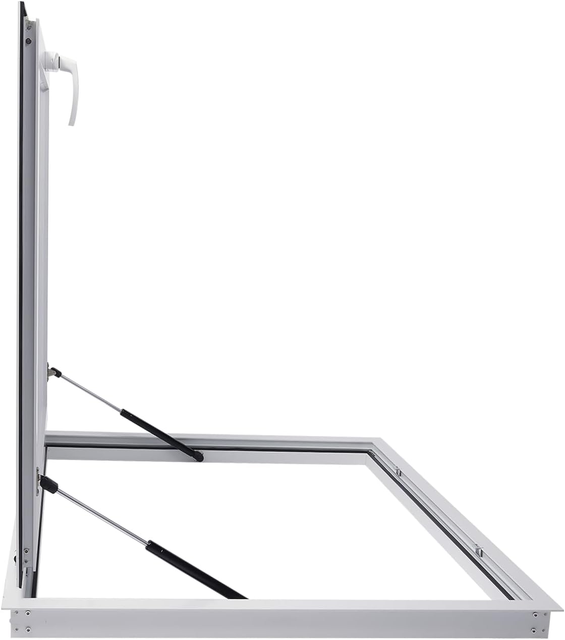 Concession Stand Serving Window 36 * 36 * 3.15inch Opening Angle 80 Degrees Aluminum Alloy Food Truck Service Window for Food Service Industry White