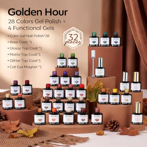 Image of modelones Cat Eye Gel Nail Polish Set 28 Colors Primer & 3pcs Top Base Coat
