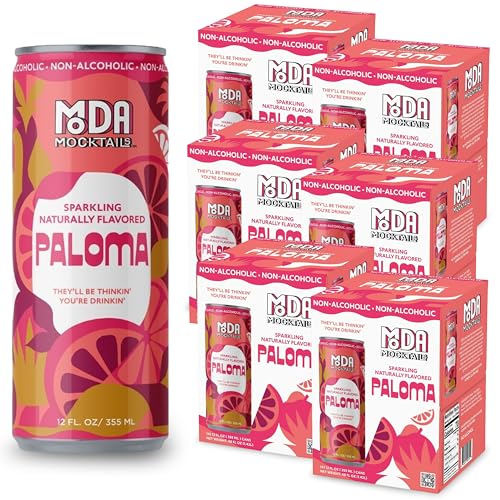 MODA Mocktails 24 Pack | Sparkling Paloma Non-Alcoholic Mocktail Drink | Zero-Proof Mocktail Refreshing Party Beverage | Case of 24-12 fl.oz.
