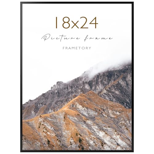 Frametory 18x24 Black Aluminum Picture Frame Acrylic Cover 1 Pack