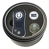 Team Golf NFL Indianapolis Colts Tin Ball Marker Gift Set with Retractable Divot Tool, Cap Clip and 2 Double-Sided Enamel Ball Markers, Patented Design, Less Damage to Greens