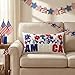 QIONG MENG 4th of July Pillow Covers 12x20 Inch Fourth of July Patriotic Independence Day Decor Embroidered Floral Lumber Pillowcase for Home Sofa Bedroom Farmhouse Cushion Case