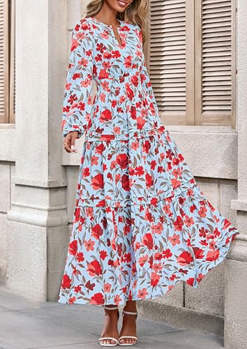 PRETTYGARDEN Womens 2026 Fall Fashion Clothing Boho Maxi Dresses Floral Long Sleeve Flowy Elegant Wedding Guest Holiday Dress - Image 4