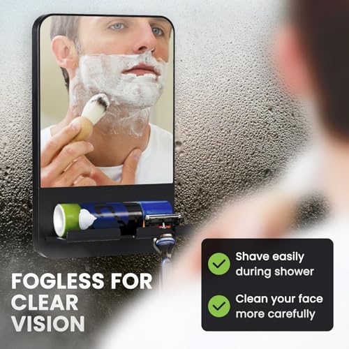 Image of TAILI Shower Mirror Fogless for Shaving | Shower Mirror Fogless, Shaving Mirrors, Suction Cup, Removable & Reusable, Razor Holder Storage, Bathroom Accessories K9