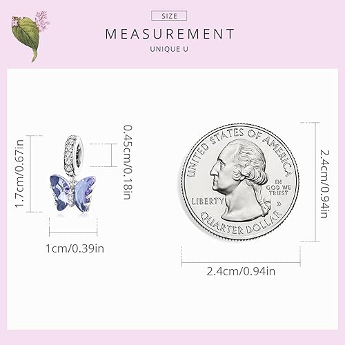 Miniatura 7 de MUNDELL Auténtica plata de ley 925 con colgante de sol, mariposa, corazón, luna, loto y circonita cúbica brillante para pulsera o brazalete original