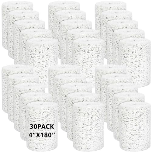 Preboun 30 Pack Plaster Cloth Gauze Bandages Roll Bulk - Plaster Strips for School Classroom Craft Art Projects Paper Mache Belly Cast and Body Casts Mask Making (4 Inch X 180 Inch)