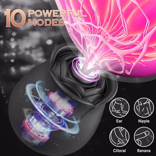 Image of App Controlled Rose Toy Clitoral Stimulator, Suction & Vibration Bluetooth Vibrator, Rechargeable Silicone Personal Massager for Women, Magnetic Charging, Storage Pouch Included