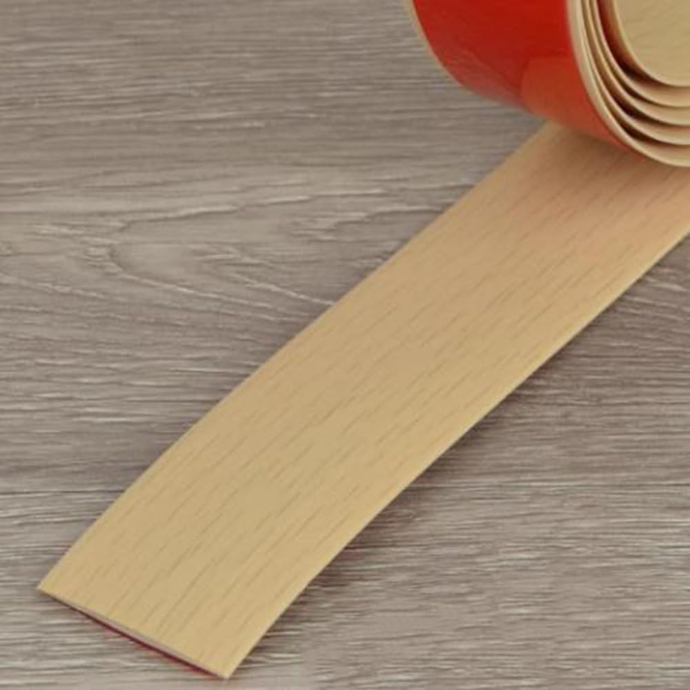 Psmpengamz Maple Floor Transition Strip 2In, Flexible Threshold Strip Self Adhesive, Vinyl Mute Transition Strips Gap Covering, Floor Edging Flat Trim Strips(,3M)