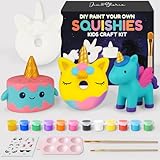 Jim&Gloria Paint Your Own Squishies, Jumbo Squishy Gifts for Girls and Boys 8 9 10 11 12 13 14, Arts and Crafts for Kids, Party Favors for Birthday, Christmas Gift for Kids, Pack of 3