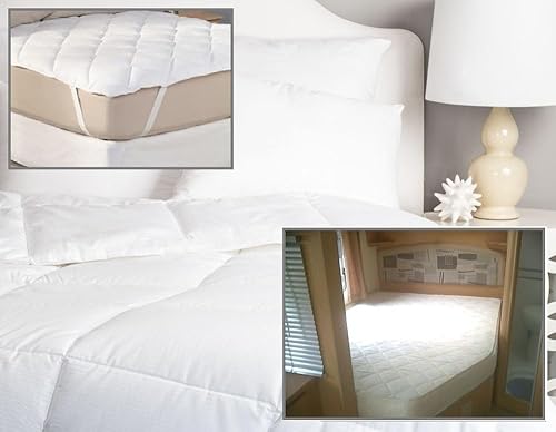 CARAVAN/MOTOR HOME "QUILTED" CORNER Mattress TOPPER (Elasticated) RH (Right-Hand Cut Off)