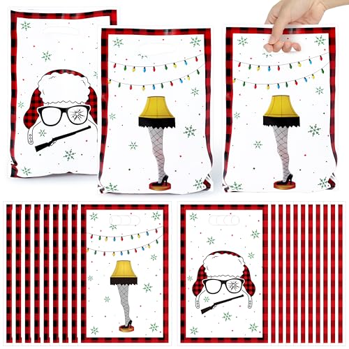 JuPelozak Christmas Party Favor Bags - 50pcs Funny Xmas Movie Goodie Bag, Winter Story Themed Candy Cookies Gift Decor for Adult Girls Boys, Xmas Eve Holiday Celebration Decorations Favors Supplies