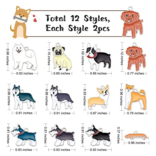 Cogcharger 24 Pieces Enamel Dog Charms Pendants Brass Enamel Animal Charm With Jump Ring Mixed Color For Jewelry Necklace Bracelet Earring Making Crafts #TOP6
