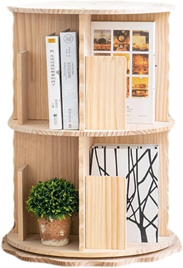 Estantería giratoria de madera maciza con acabado elegante para decoración de interiores