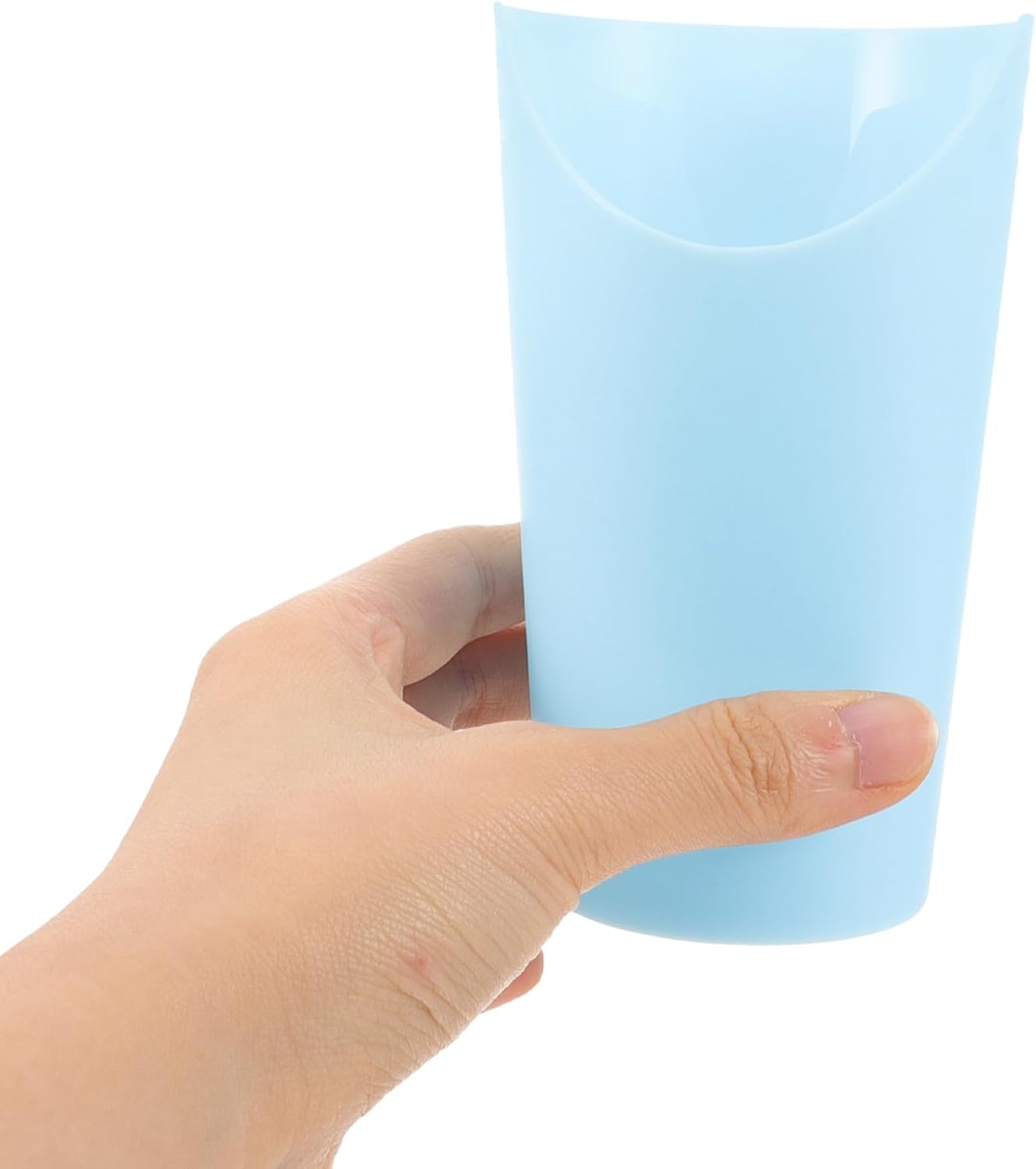 Spill-proof Convalescent Feeding Cup with Nose Cutout, 300ml Blue Drinking Mug for Elderly Patients, Dysphagia Water and Liquid Food Cup for Disabled Adults