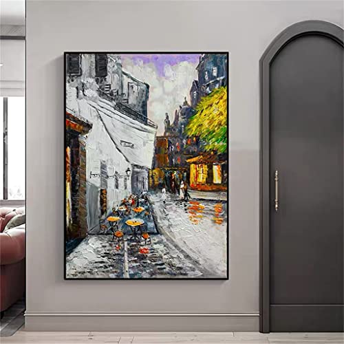 Peinture à l'huile faite main abstraction d'architecture 50x75 - 4