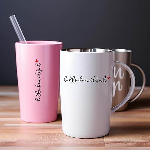 Vista 38 de 3 calcomanías con texto “Hello Beautiful” para espejo retrovisor, decoración de vinilo, accesorios para regalar para el auto, decoración para mujer