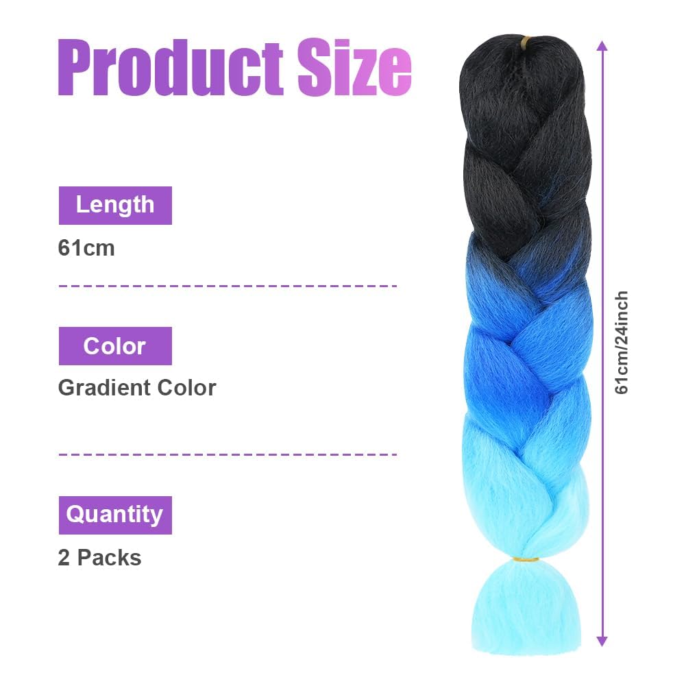 AUYAO Braiding Hair Extensions, 3Pcs Gradient Braid Hair Extension, Jumbo Braids Hair Extension Synthetic Wig - Image 2