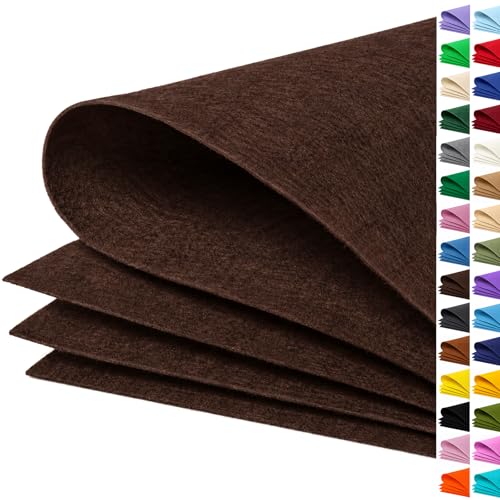 Image of Chocolate Brown Large Felt Fabric 36 inch x 36 inch (1 Square Yard), 1mm Stiff Felt Sheet, Nonwoven Fabric for Crafts, DIY Projects, Art, Sewing, Lining & Decorations