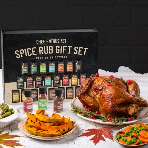 Image of Grilling Spices & Seasoning Gift Set - 24 Unique Gourmet BBQ Spice Rub Sampler - Gift Set for Birthday, Anniversary, Men, Dads, Husbands - By Chef Enthusiasts