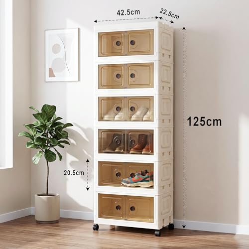 Image of VERAT Double Door Plastic Wardrobe for Storage /Kitchen Cupboard /Versatile and Sturdy Almirah for Clothes /Storage Organizer /Closet for Bedroom /Living Room /Laundry Room /Study (White, 6 Pack)