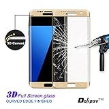 S7 Edge Screen Protector, Dokpav® Ultra Slim Samsung Galaxy S7 Edge 3D Tempered Glass Full Screen Protector, Protective Film Anti-scratch Anti-fingerprint for S7 Edge (Gold)