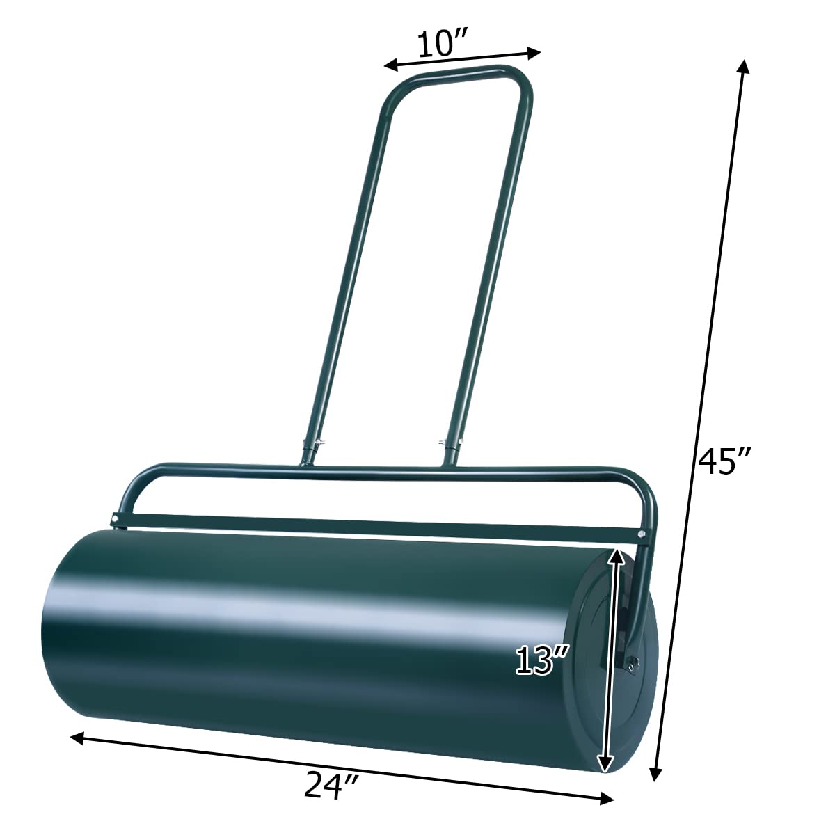 COSTWAY Gazonwals bij te vullen met water of zand, 113 l, 40 cm x 99 cm, bodemwals met handvat, metalen tuinwals, handroller, gazonroller voor vlakken, gazon, tuin, zwart