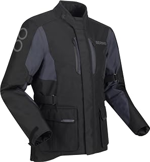 BERING Siberia - Chaqueta de motorista con tecnología de fibra y protectores de fibra impermeable, color negro y gris