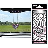 Pink Outline Zebra with Black Stripes Print Heart with Gem Clear Crystals Animal Print Safari Wild Series Auto Car Truck SUV Vehicle Universal-fit Rear View Mirror Ornament - Auto Ornamentz
