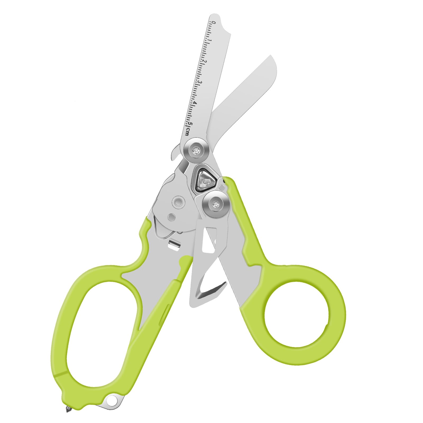 Flrmingigigi Green Emergency Response Shears, Stainless Steel Foldable Scissors Pliers, Outdoor Camping Rescue Scissors Tools