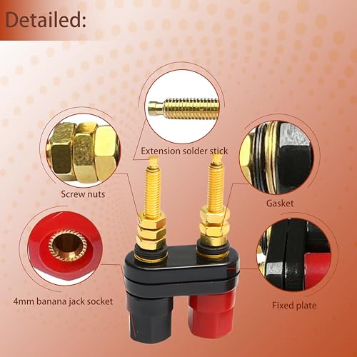 Terminal banana 4mm roscada para altavoces, pack 4 piezas miniatura 4