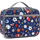 FlowFly Kids Lunch box Insulated Soft Bag Mini Cooler Back to School Thermal Meal Tote Kit for Girls, Boys,Football