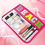 Beach Sunscreen Bag Clear Makeup Toiletry Zipper Pouch (Rose Red-Beach) - Image 7