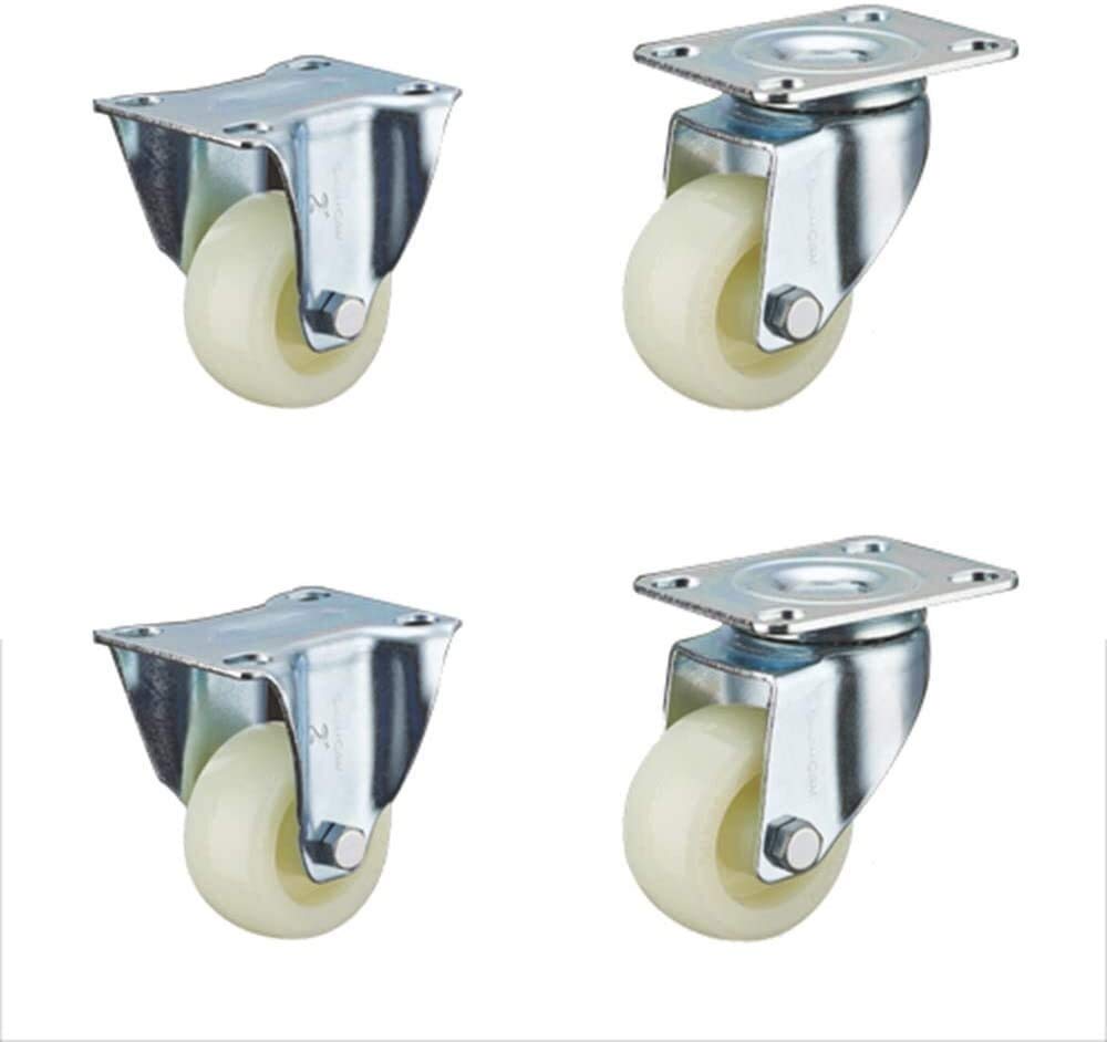 Roulettes pivotantes de 50 mm avec freins et plaque fixe pour meubles 4 pièces