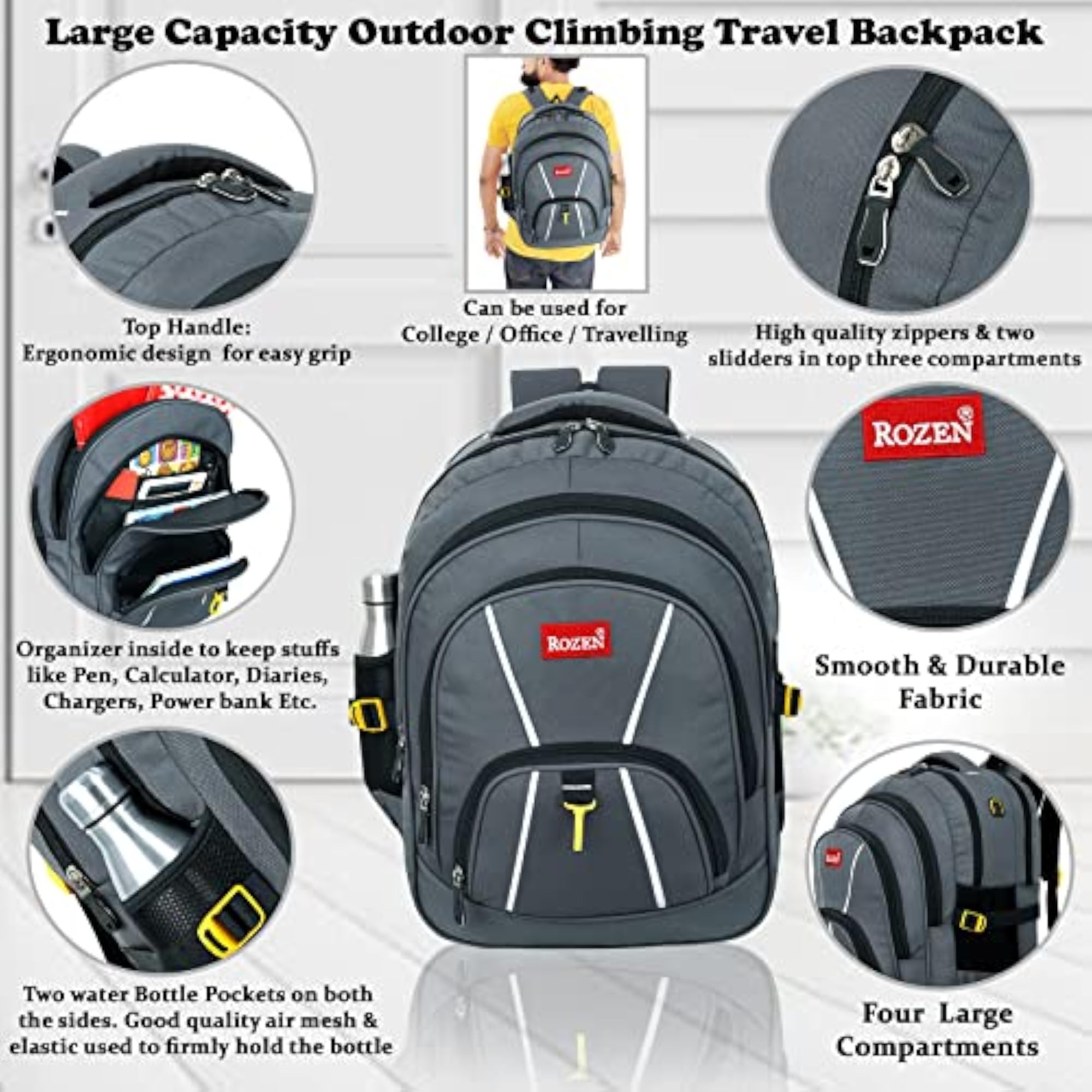 55LTR Rucksack Travel Backpack for Trekking