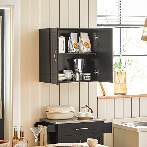 Haotian Bathroom Wall Cabinet Laundry Room, Floating Storage Bathroom Cabinet with Adjustable Shelf, Medicine Cabinet for Bathroom Kitchen Garage Hallway Entryway, Over Toilet Storage FRG231-SCH Black by Haotian - Image 2