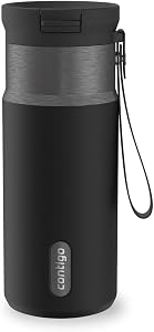 Contigo SnapSeal 16 oz Travel Mug w/Carry Strap | Vacuum-Insulated Stainless Steel for Hot Coffee & Tea or Cold Drinks | Spill-Proof Lid w/Straw Compatibility | BPA & Lead-Free | Dishwasher Safe