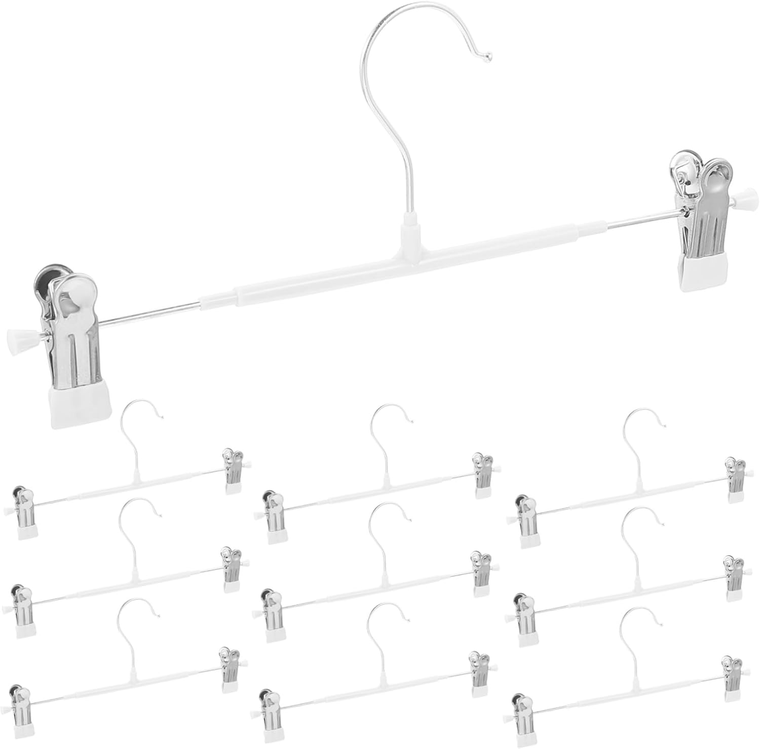 10pcs Clothes Hangers Non-Slip Skirt Hangers Pants Clips Sturdy Stainless Steel for Jeans Coats