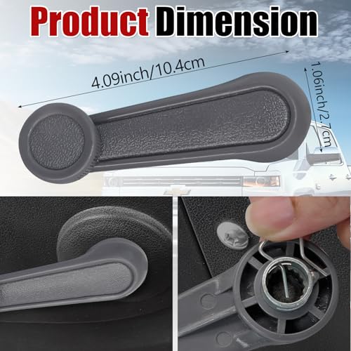 BokWin Interior Window Crank Handle Window Crank Replacement Compatible with Various Toyota Models - 1973-2017 Tundra Yaris Matrix Tacoma Corolla Camry Sienna T100 Previa 4Runner MR2 Pickup (Grey) - Thumbnail 2