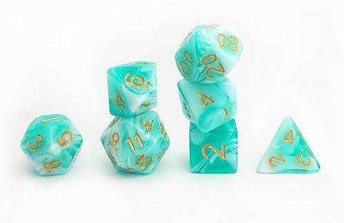 Miniatura 2 de DND - Juego de 7 dados poliédricos para D&D, TTRPG, Calabozos y Dragones, juegos de dados de mesa, accesorios DND, dados del sistema D20verde