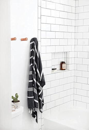 Miniatura 7 de Gancho de madera para colgar sombreros, colgador de madera para colgar sombrero, toalla, bolsa, cuerda (marrón, juego de 4 unidades)