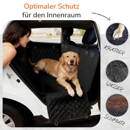 Upgrade4cars Hundedecke Auto Rückbank Wasserdicht & Gepolstert | Hunde Autositz Schondecke | Rücksitz Autodecke