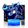Sonic nachtlampje voor kinderen, Sonic speelgoed, 3D-lamp met afstandsbediening en Smart Touch, 16 kleurveranderingen…