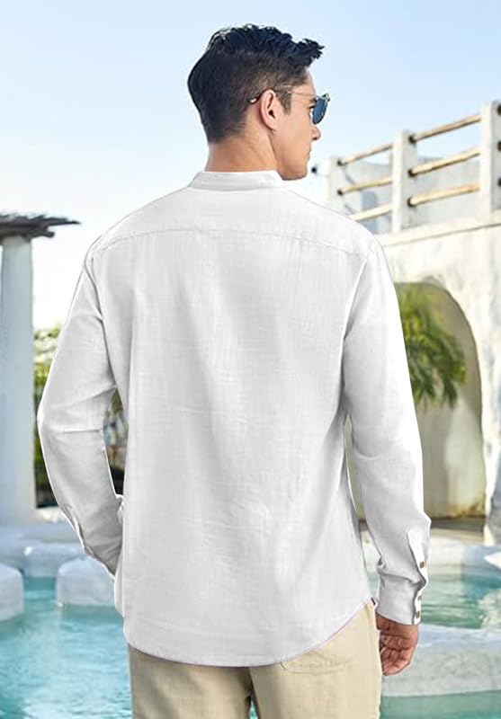 Image of Men's Printed Cotton Blend Short Kurta | Regular Fit Casual Kurta Shirt for Men with Mandarin Collar | Ethnic
